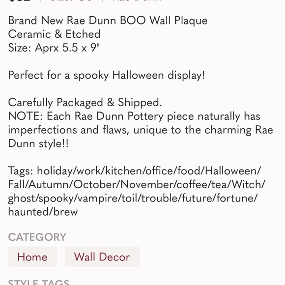 Rae Dunn | Haunted Hanging Ghost Plaque New with Tags - Picture 7 of 7